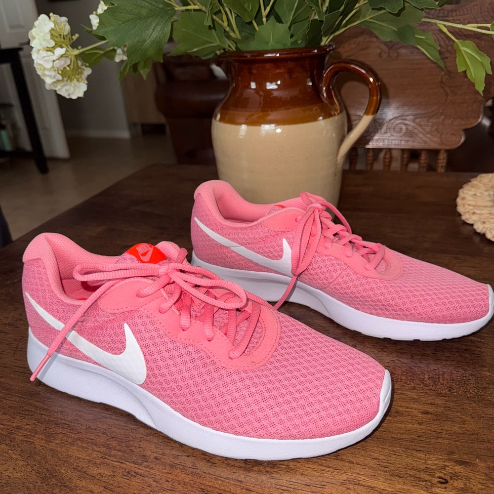 Nike Pink and White Tanjun Athletic Shoe